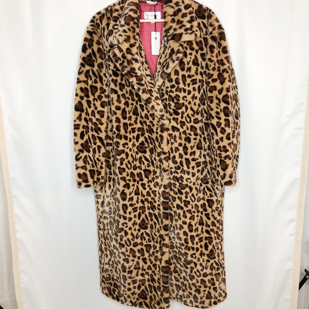 Sandova Long Leopard Print Coat, Sz M